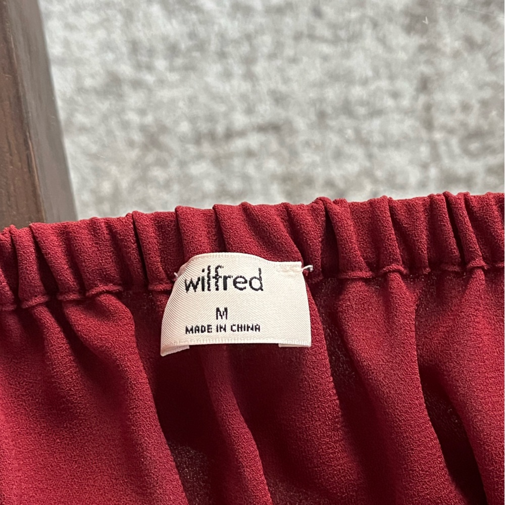 Aritzia Wilfred Eleonora Off-Shoulder Boho Burgundy Formal Fall Blouse Sz M - Picture 10 of 13